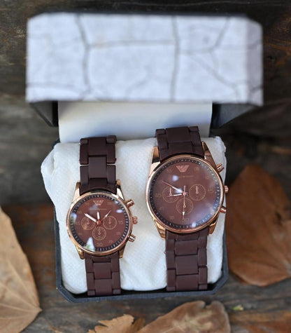 Couple's Chronograph Watches - Brown