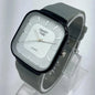 Unisex Movement: SMART TIME Stylish Square Dial Quartz Watch for Men/Women - Grey Silicone Strap