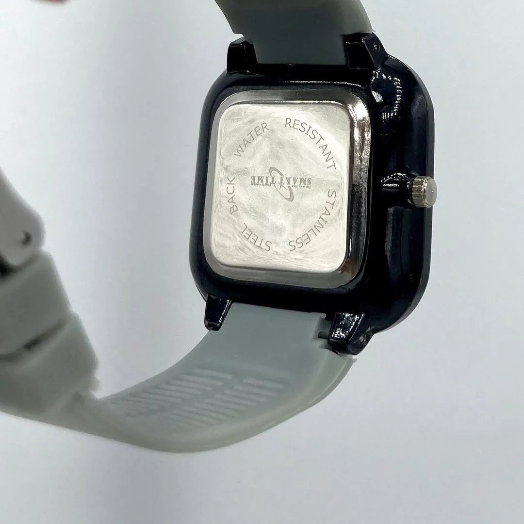 Unisex Movement: SMART TIME Stylish Square Dial Quartz Watch for Men/Women - Grey Silicone Strap