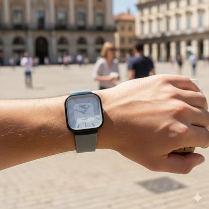 Unisex Movement: SMART TIME Stylish Square Dial Quartz Watch for Men/Women - Grey Silicone Strap